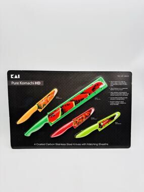 New Pure Komachi HD 4 Coated Carbon Stainless Steel Knives with Matching Sheaths